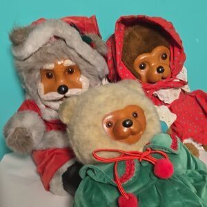 Vintage Robert Raikes Teddy Bear Santa Wood Nicollette Kathie 90's Plush Doll